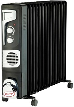 Радиатор масляный УМНИЦА ОМВ-15с-3,4 кВт черно-серебристый - фото 22795