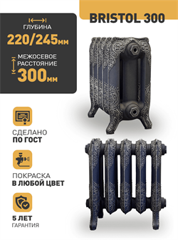 Чугунный радиатор RETROstyle Bristol 300, 1 секция 107471