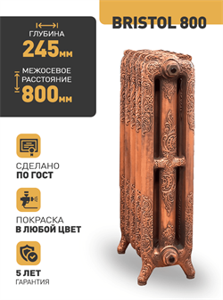Чугунный радиатор RETROstyle Bristol 800, 1 секция 107473