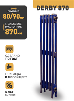 Чугунный радиатор RETROstyle Derby 870, 1 секция 107478