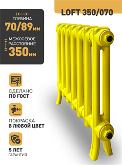 Чугунный радиатор РАДИМАКС Loft 350/070, 1 секция 107482