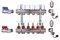 Коллекторная группа TIM KA011, 11 выходов 1 х 3/4 х 11 (латунь, расходомеры, краны) 212209 - фото 17096